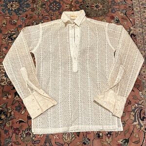 Vintage Men's Cream Lace Shirt
